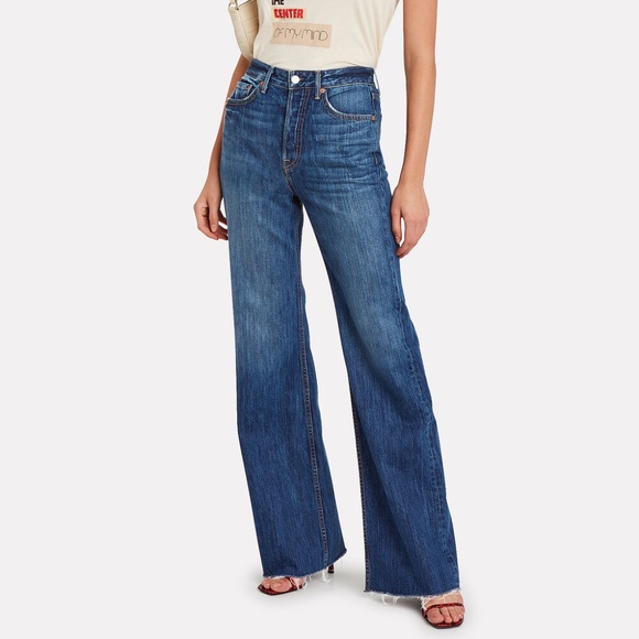 GRLFRND Denim - GRLFRND High-Rise Wide Leg Flare Jeans in Medium Blue